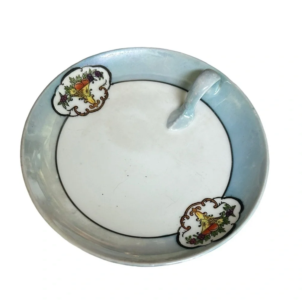 Noritake Fruit Basket Lemon Server Plate Lusterware Blue White